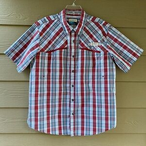 Magellan Outdoors Men's Fish Gear Classic Fit Cotton Blend Madras Vented Size L